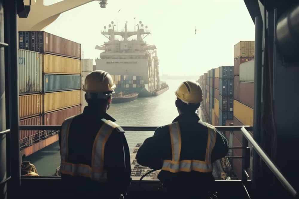 Container port operations at China Vast Logistics with cargo ships and maritime logistics services.