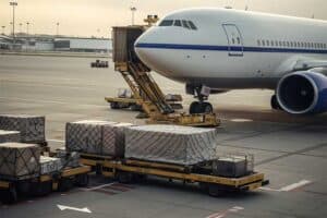 Airplane cargo loading at airport for China vast logistics services, cargo transport, international freight, efficient shipping solutions, supply chain management.