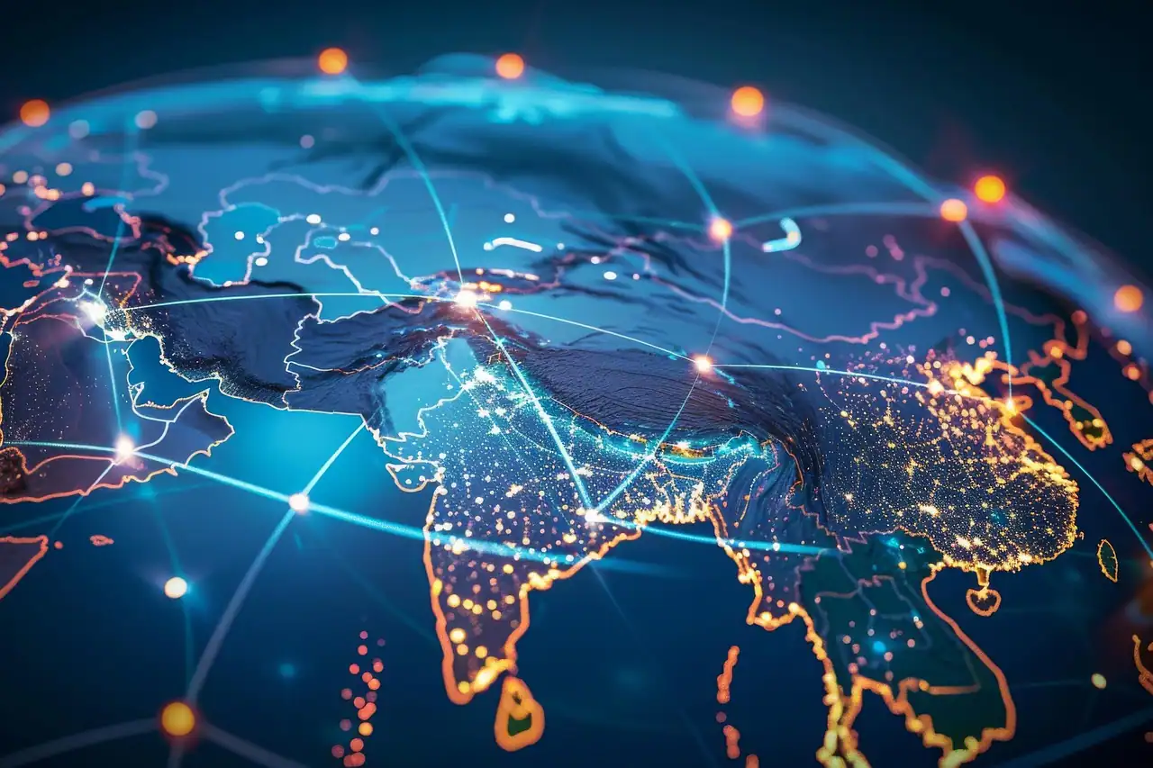 Global logistics network map illustrating China Vast Logistics' international freight and supply chain connections.
