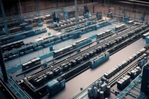 Efficient China Vast Logistics warehouse with organized cargo containers and advanced conveyor systems for global freight management.