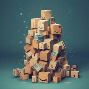 Ships, logistics, e-commerce, shipping containers, warehouse, China Vast Logistics, Amazon boxes, international freight, supply chain management, parcel delivery, freight forwarding.