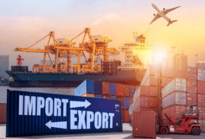 Import export container signage at China Vast Logistics, international freight shipping, cargo transportation by sea and air, supply chain logistics solutions from China to global markets.