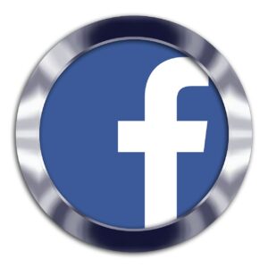 Facebook logo icon with a metallic border, representing China Vast Logistics' social media presence and digital marketing.
