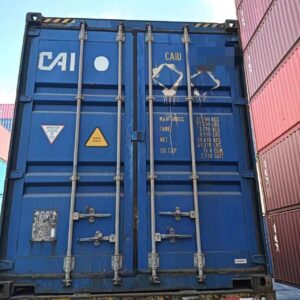 Shipping container in a logistics yard, showcasing industrial cargo storage and transport services by China Vast Logistics. Perfect for supply chain and freight forwarding industry visuals.