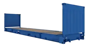 Heavy-duty blue shipping container for logistics in China, with wooden flooring and secure side panels, ideal for freight transport and global supply chain management.