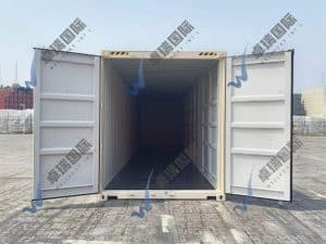 Empty shipping container open for logistics and freight transportation in China Vast Logistics.