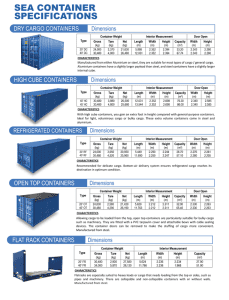 Container specifications for various types of cargo shipping containers at China Vast Logistics, including dry cargo, high cube, refrigerated, open top, and flat rack containers for efficient global logistics.