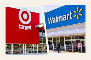 Modern retail stores Target and Walmart storefronts showcasing retail logistics and supply chain services in China.