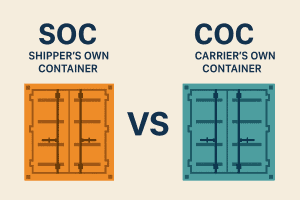 Container shipping process diagram for China Vast Logistics highlighting differences between shipper's and carrier's own containers.