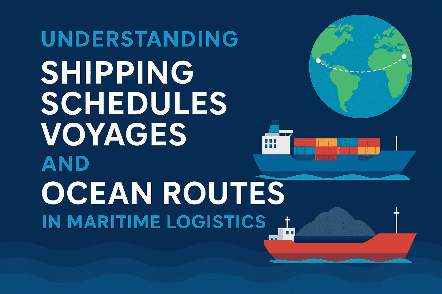 Shipping schedules and ocean routes, container vessels and global maritime logistics illustration