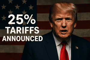 25% tariffs announced, trade policy impact on international shipping and global logistics