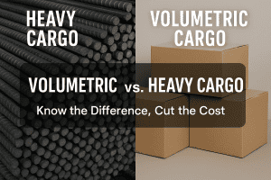 Heavy cargo steel rods stacked for transportation in China Vast Logistics warehouse, highlighting bulk industrial freight solutions for heavy cargo shipping and logistics services.